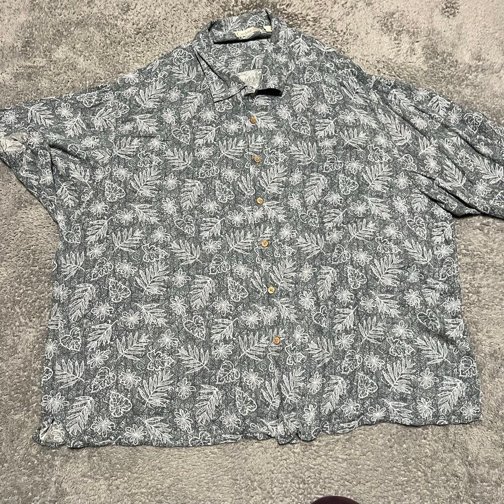 Caribbean Shirt Mens 3XL Blue Short Sleeve Hawaiian Floral Button Up Aloha